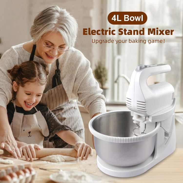 400W Home Electric Mixer Stand with Beater Ejector, 5-Speed Control & Stainless Steel Bowl