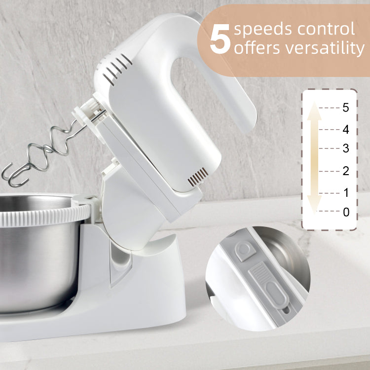 400W Home Electric Mixer Stand with Beater Ejector, 5-Speed Control & Stainless Steel Bowl