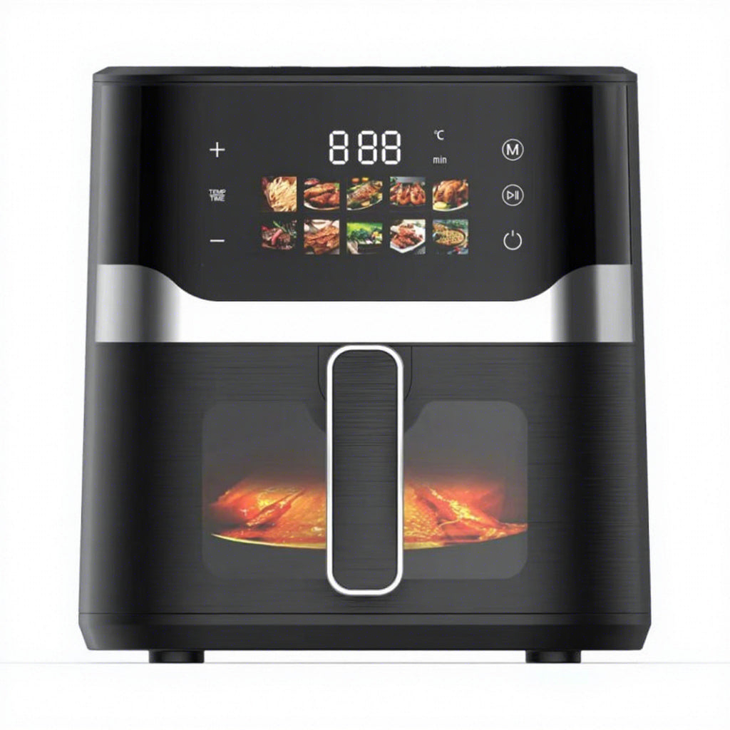 Smart Digital Air Fryer 8-10L Stainless Steel Non-Stick Cooking Pot with LCD Timer & Detachable Basket