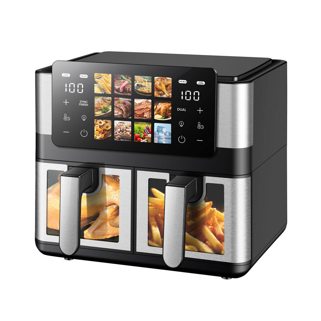 8L Double Heating Air Fryer with Smart Digital Panel and Detachable Baskets