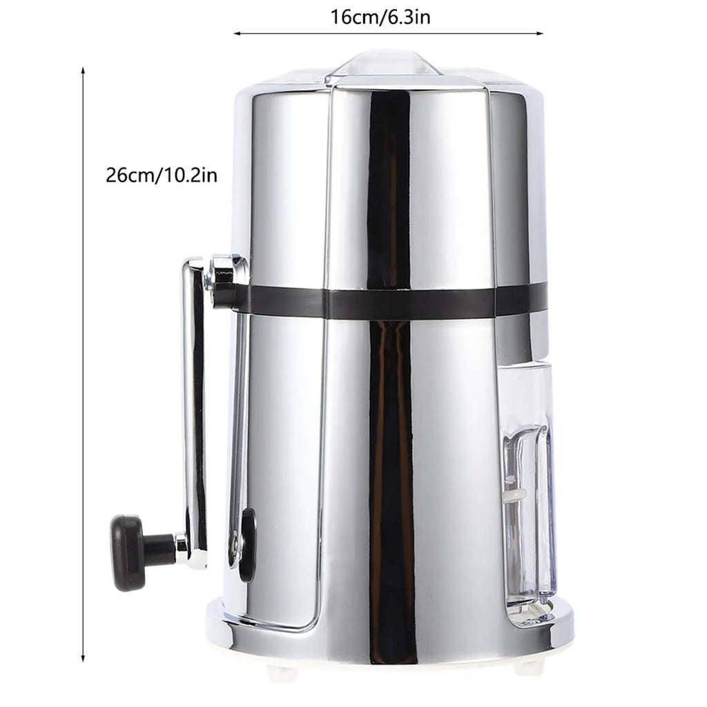 Portable Manual Ice Crusher Hand Crank Shaved Ice Maker with Stainless Steel Blade