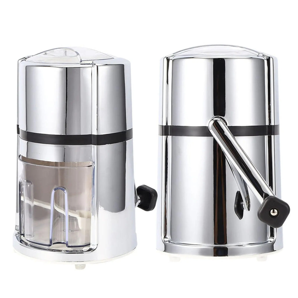 Portable Manual Ice Crusher Hand Crank Shaved Ice Maker with Stainless Steel Blade