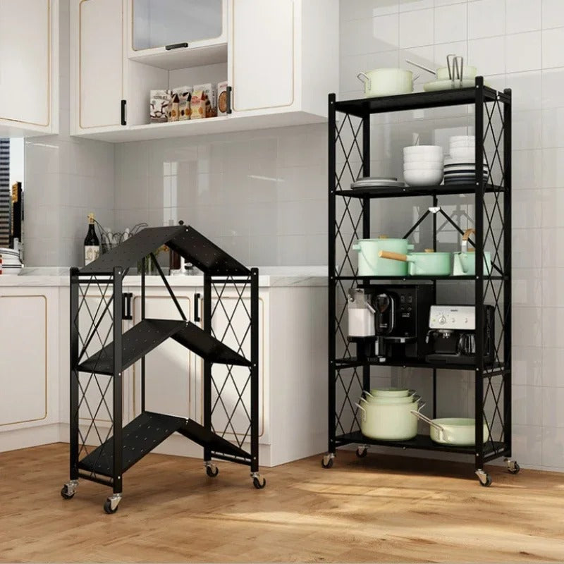 Portable Foldable Storage Shelves – Multi-Layer Rack for Kitchen, Balcony, Laundry, or Office Use