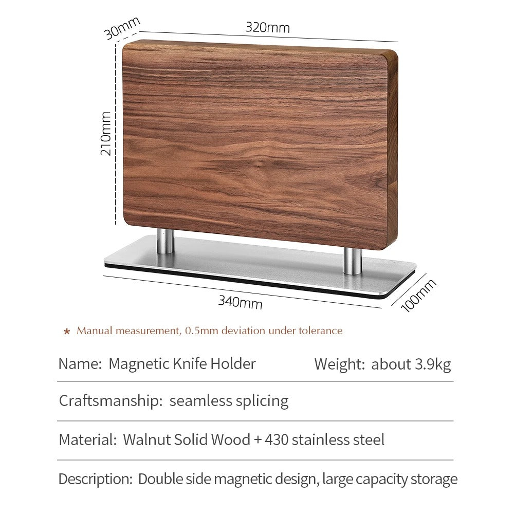 Walnut Wooden Knife Holder with Strong Magnetic Grip – Elegant Kitchen Storage