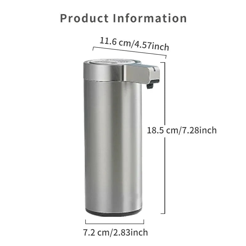 Automatic Stainless Steel Soap Dispenser with Motion Sensor, Rechargeable, IPX5 Waterproof