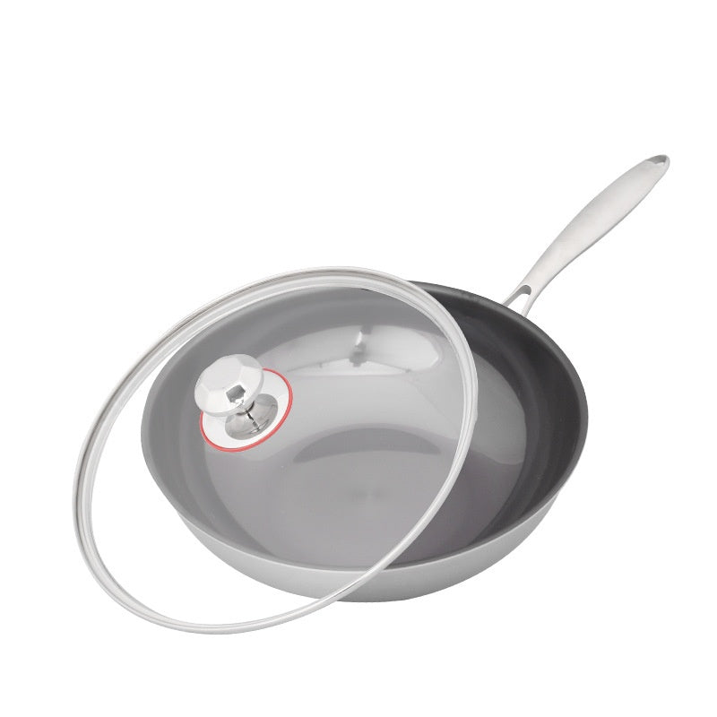 30cm Heavy-Duty Titanium Skillet with Glass Cover & Solid Steel Grip