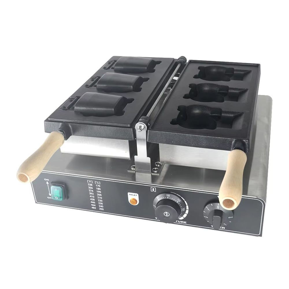 Cartoon Cat Waffle Maker Machine 1800W Stainless Steel Cat Mold Plate Adjustable Temp 50-300C