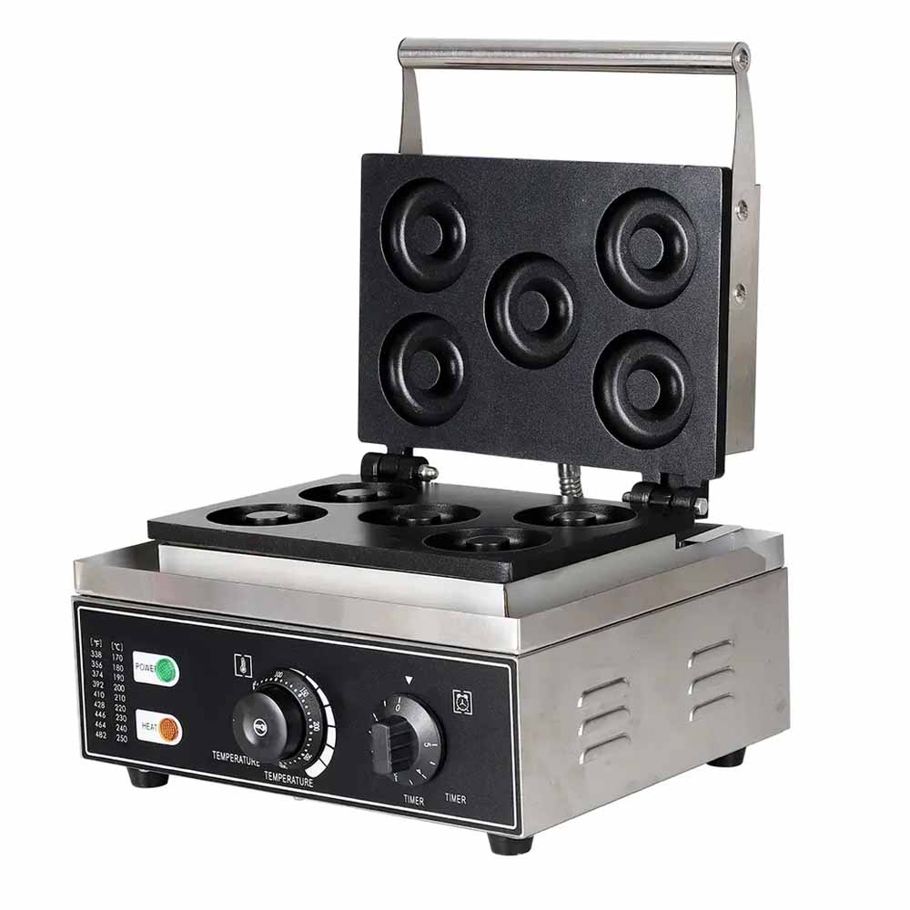 Electric Mini Donut Maker Machine with Non-Stick Plates Timer Portable Automatic Round Donut Cooker