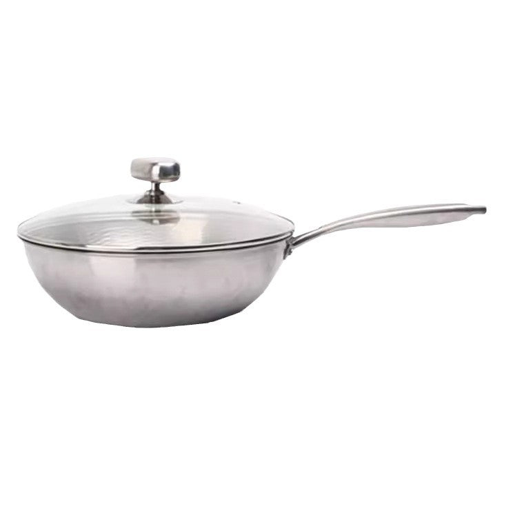 30cm Artisan-Forged Titanium Cooking Pot with Glass Lid for Soup & Stir-Fry