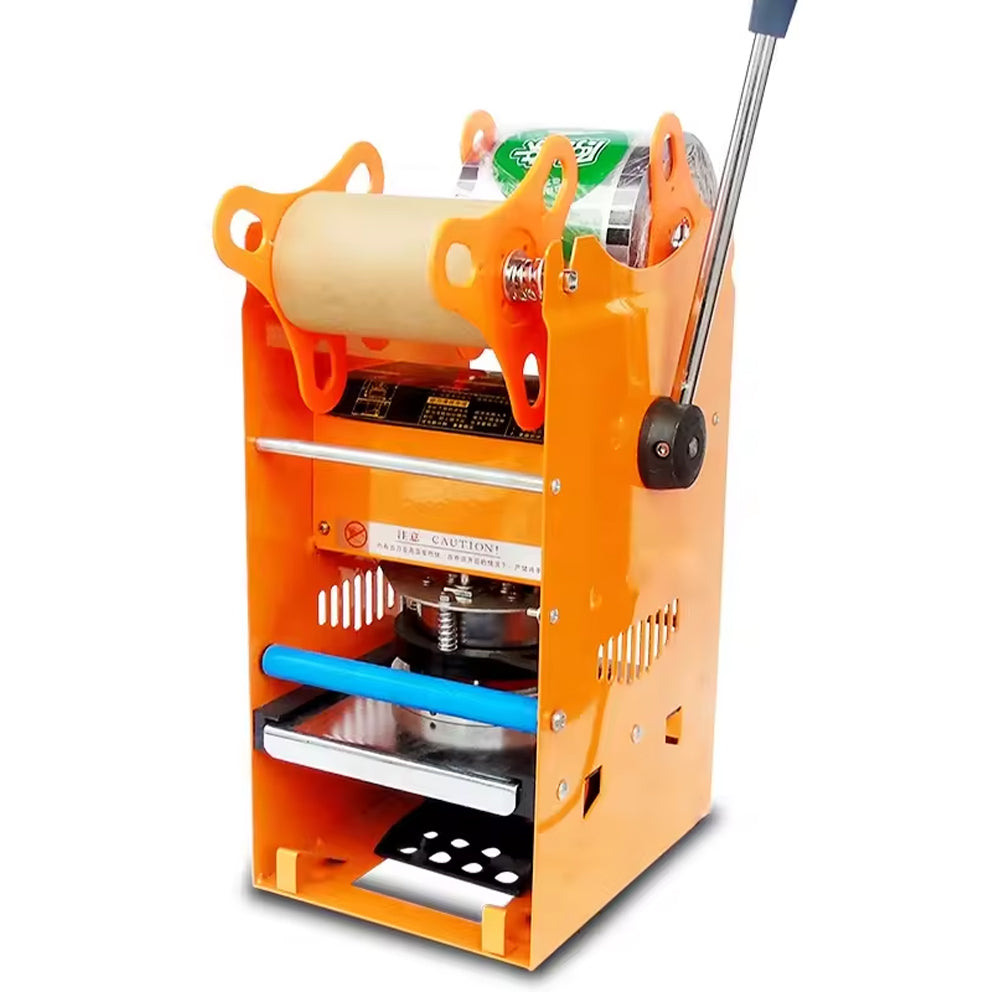 Manual Cup Sealer Machine 220V Heat Sealing for Bubble Tea Coffee Juice 9-9.5cm Plastic Cups