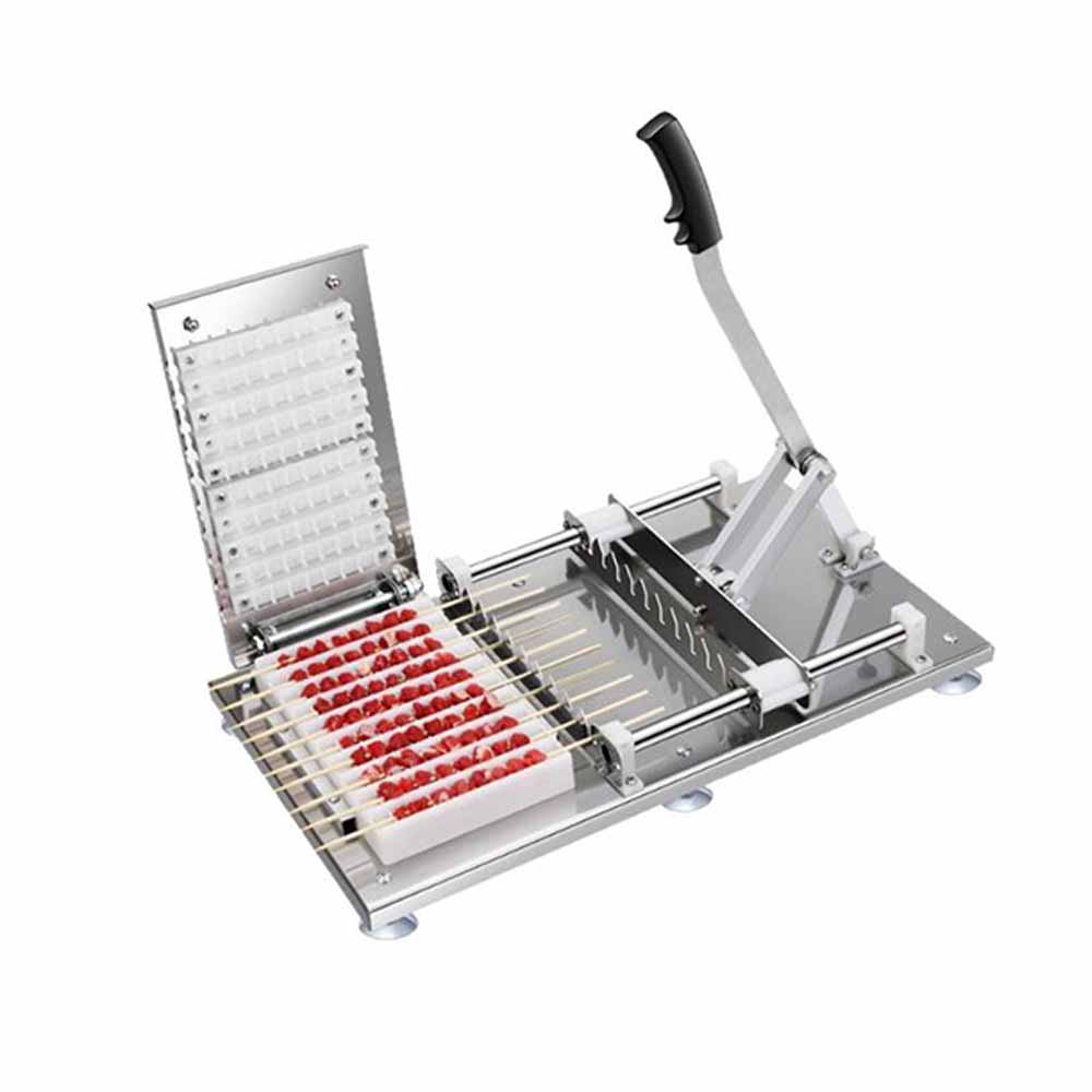 Heavy Duty Stainless Steel BBQ Meat Skewer Maker Manual 10-String Kebab Skewering Tool