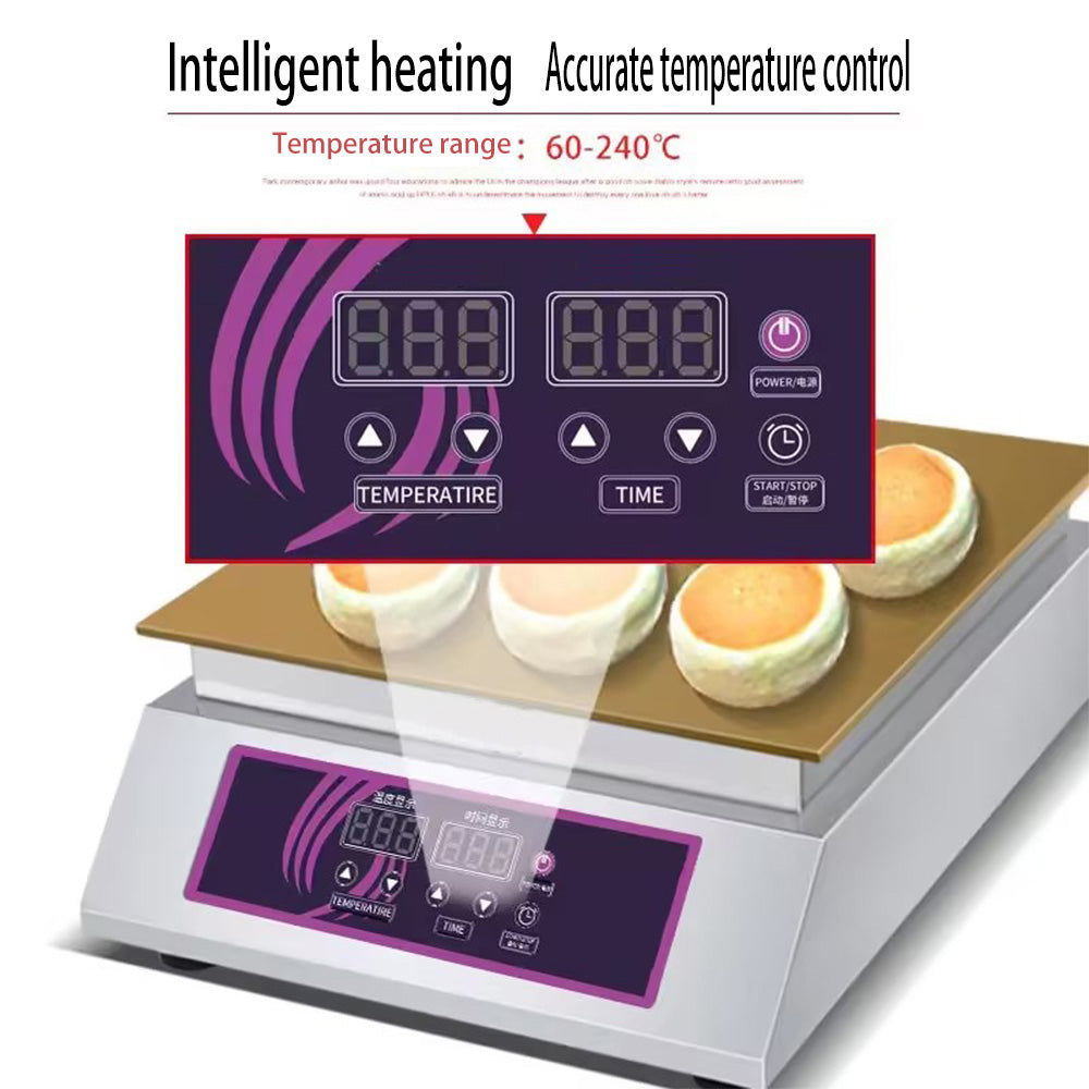 1300W Electric Souffle Pancake & Mini Waffle Maker Non-Stick Plates Adjustable Temperature