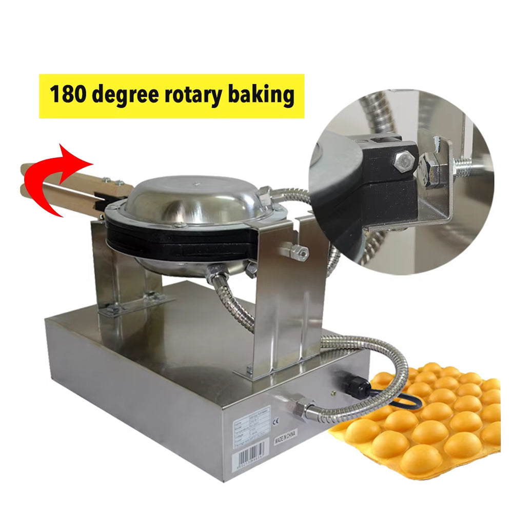 Commercial Egg Waffle Maker 1400W Electric Bubble Waffle Machine Non-Stick Plates 30 Holes