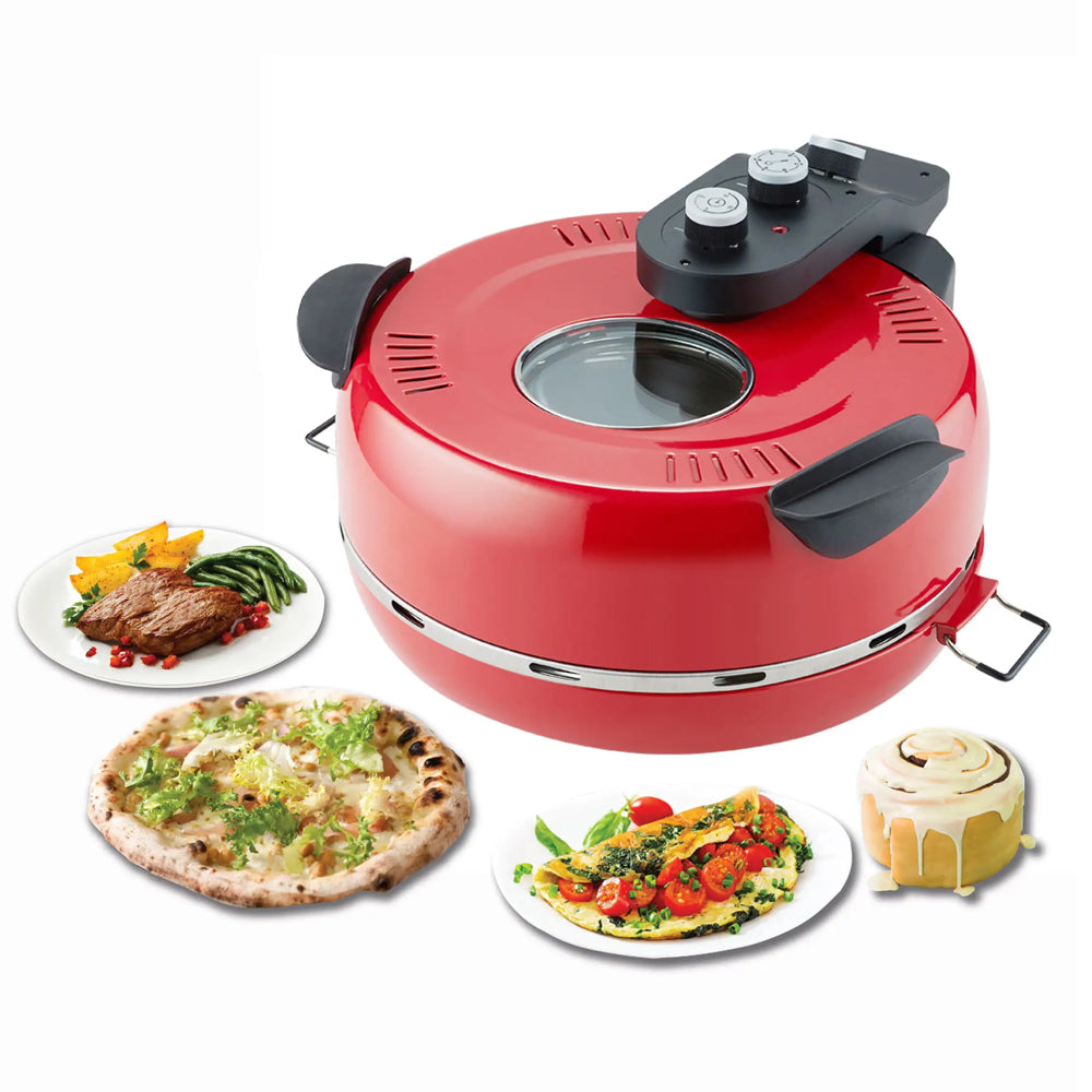 Electric Pizza Oven with Ceramic Stone 420°C Fast Bake Timer Window 310mm Plate