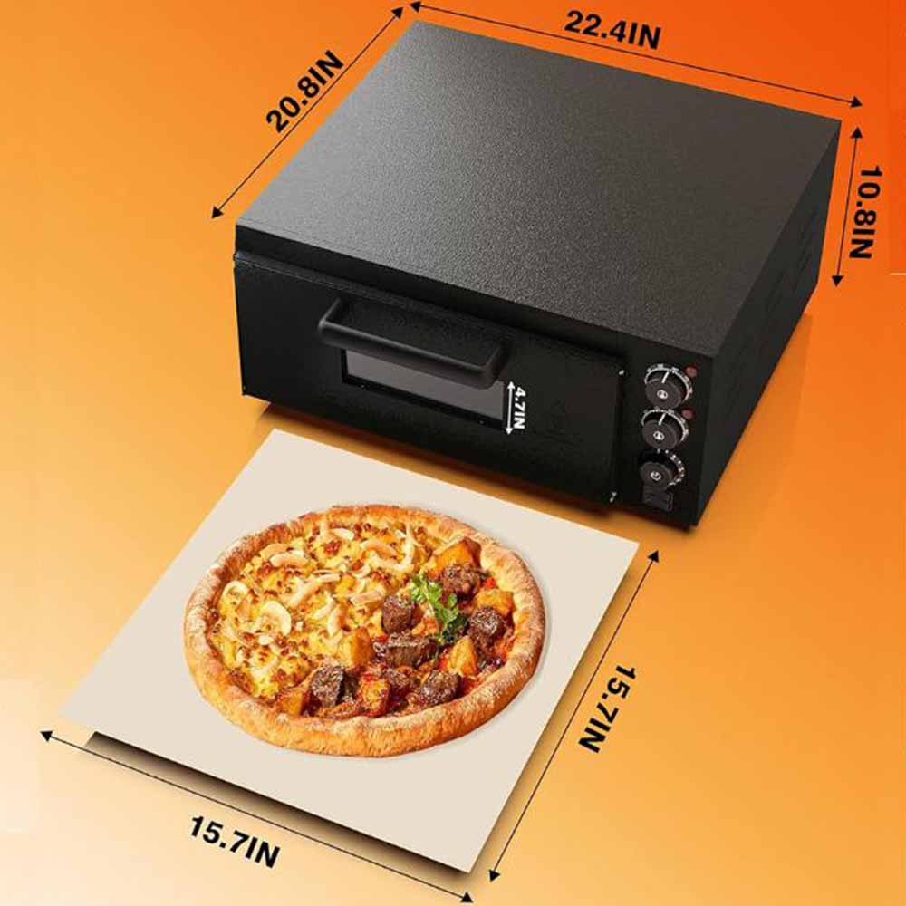 16 Inch Electric Countertop Pizza Oven with Top & Bottom Heat and Timer Stainless Steel