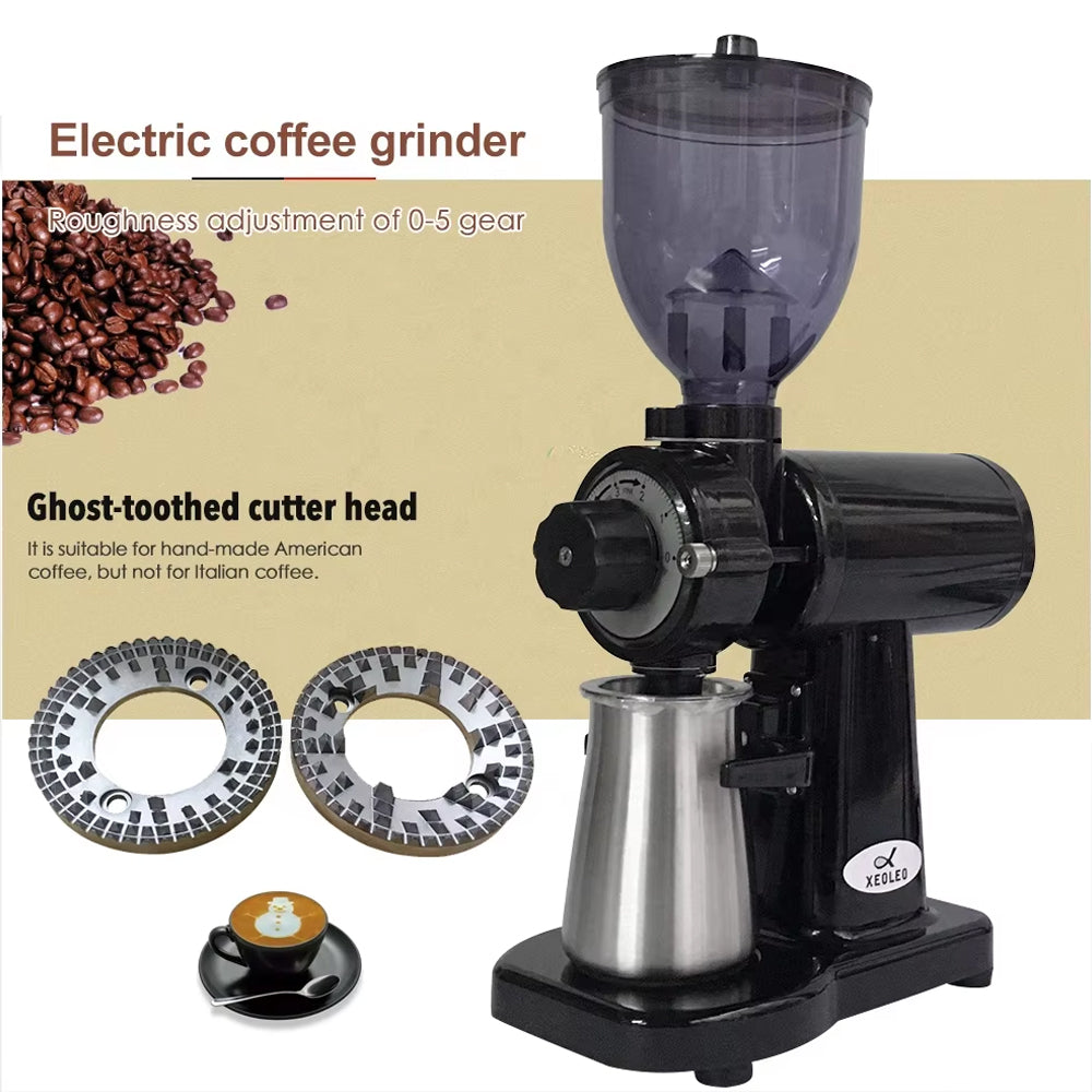 150W Electric Burr Coffee Grinder 250g Hopper Flat Burr Milling Machine 60mm Blade