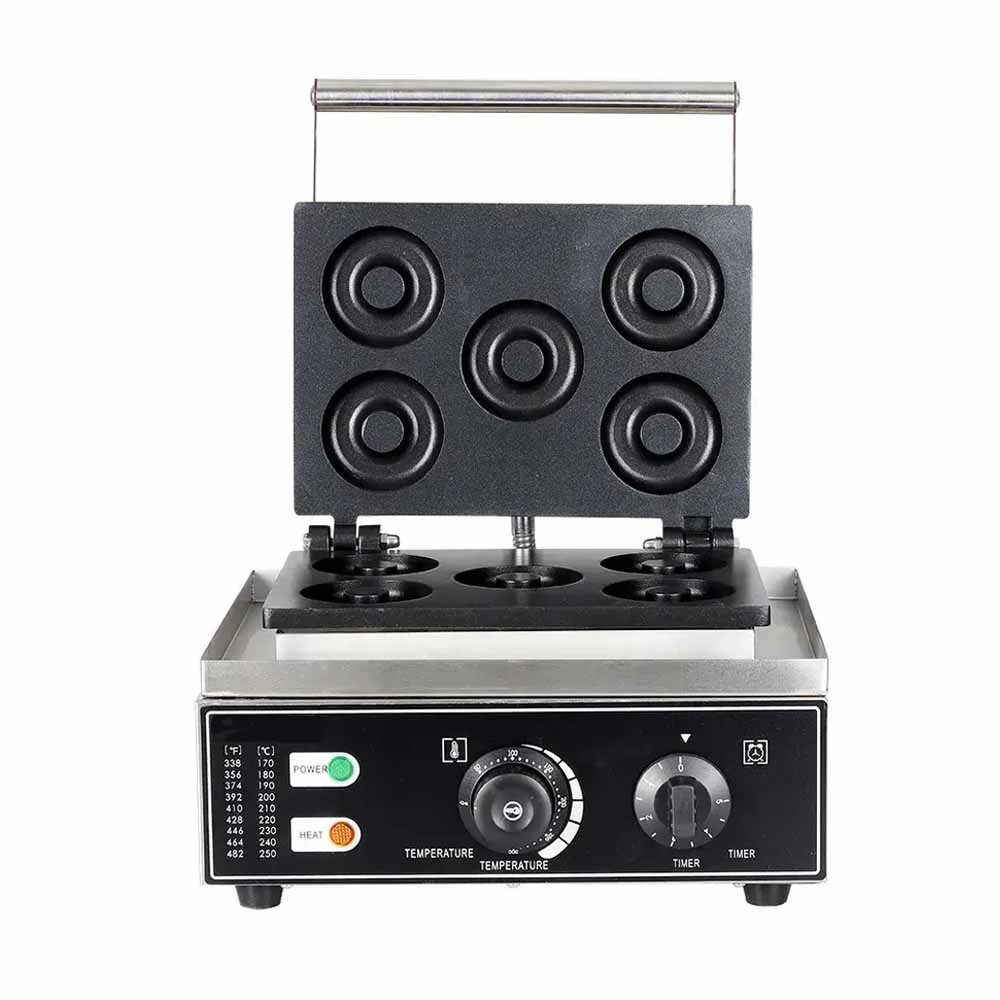 Electric Mini Donut Maker Machine with Non-Stick Plates Timer Portable Automatic Round Donut Cooker