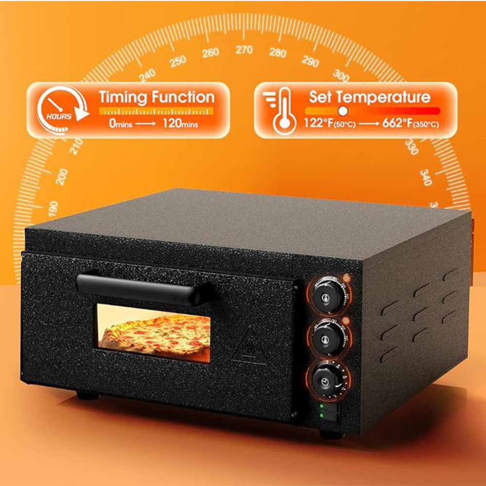 16 Inch Electric Countertop Pizza Oven with Top & Bottom Heat and Timer Stainless Steel