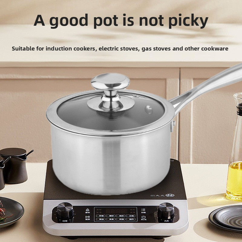 18cm Uncoated Titanium Sauce Pot with Single Grip Handle for Milk, Soups & Daily Cooking