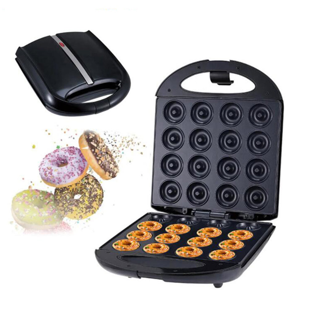 Mini 16-Hole Electric Donut Maker 220V Non-Stick Plate Stainless Steel Kitchen Appliance