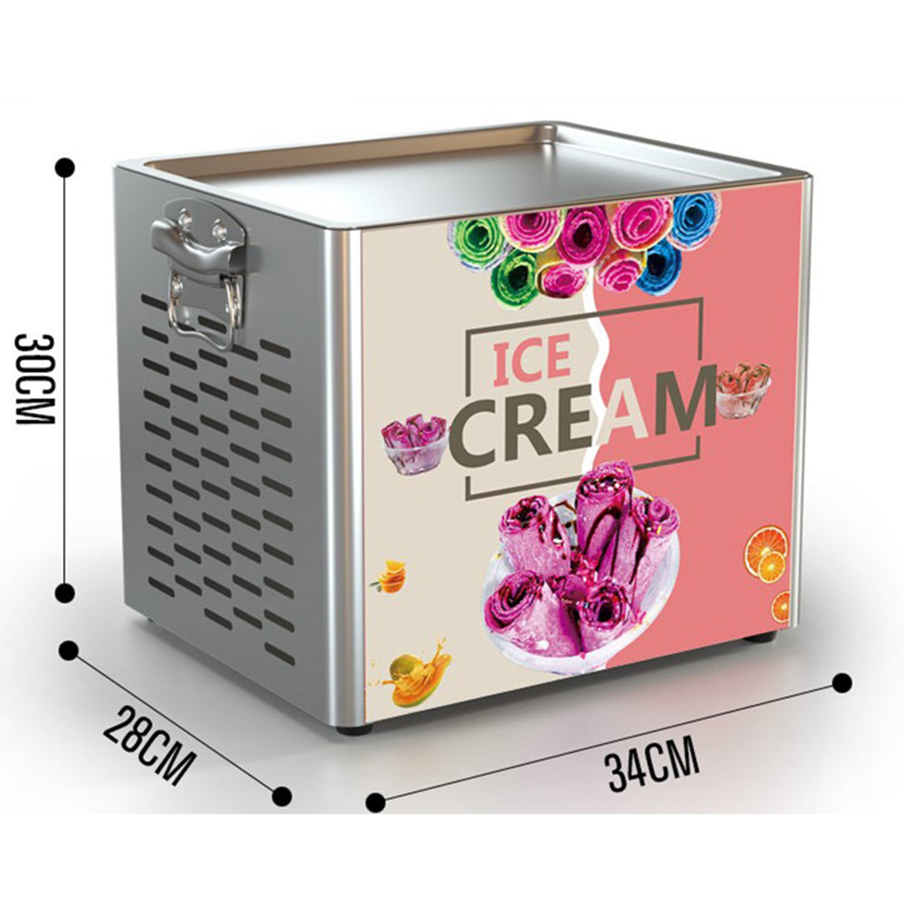 Electric Rolled Ice Cream Maker Machine with Display Screen, Stainless Steel Pan, 110V/220V