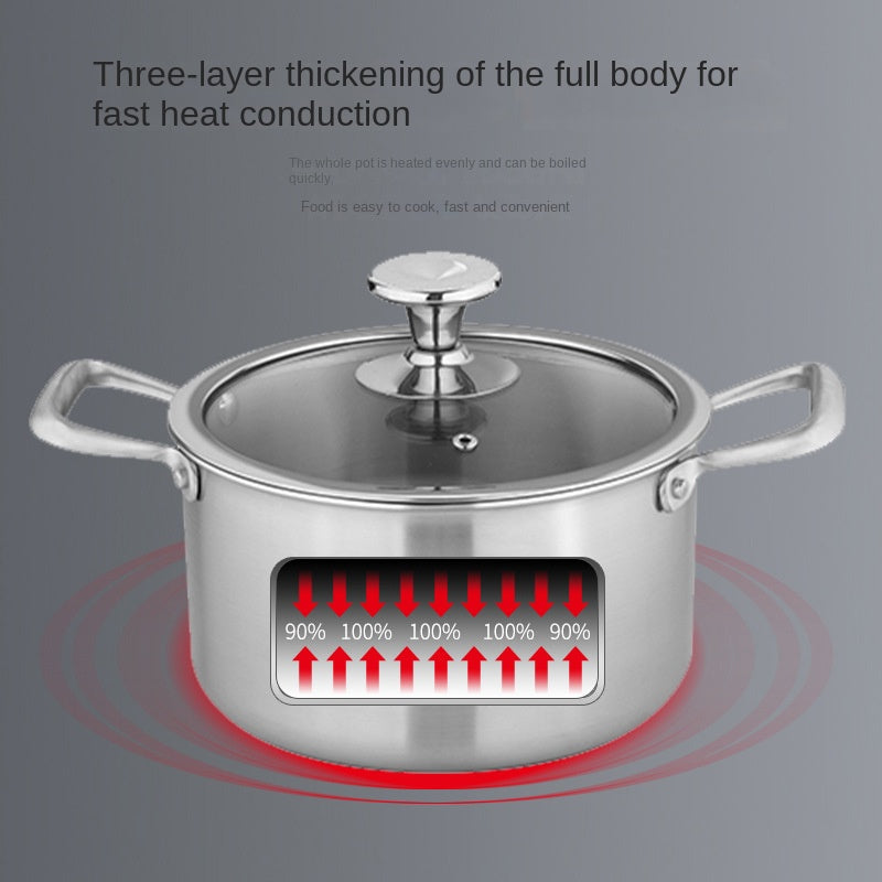 24cm Titanium Cooking Pot with Glass Cover – Induction-Ready Heavy Base Design