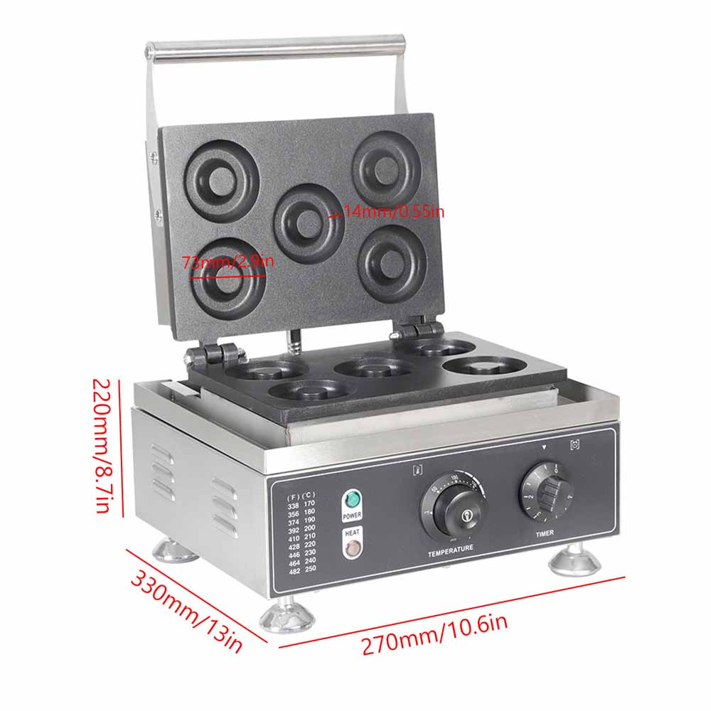 Electric Mini Donut Maker Machine with Non-Stick Plates Timer Portable Automatic Round Donut Cooker