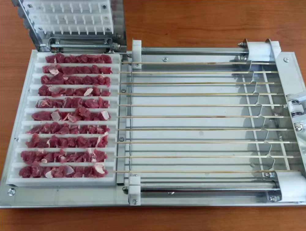Heavy Duty Stainless Steel BBQ Meat Skewer Maker Manual 10-String Kebab Skewering Tool