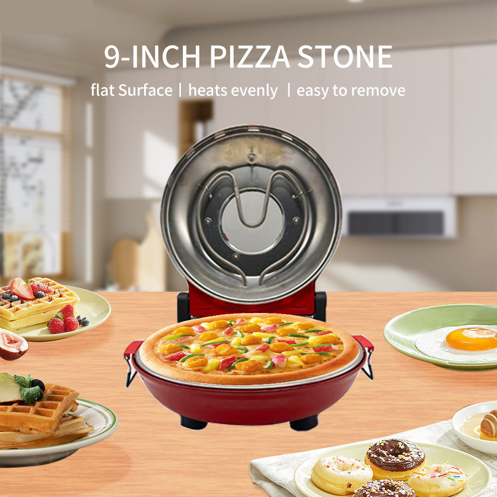 Electric Pizza Oven with Ceramic Stone 420°C Fast Bake Timer Window 310mm Plate