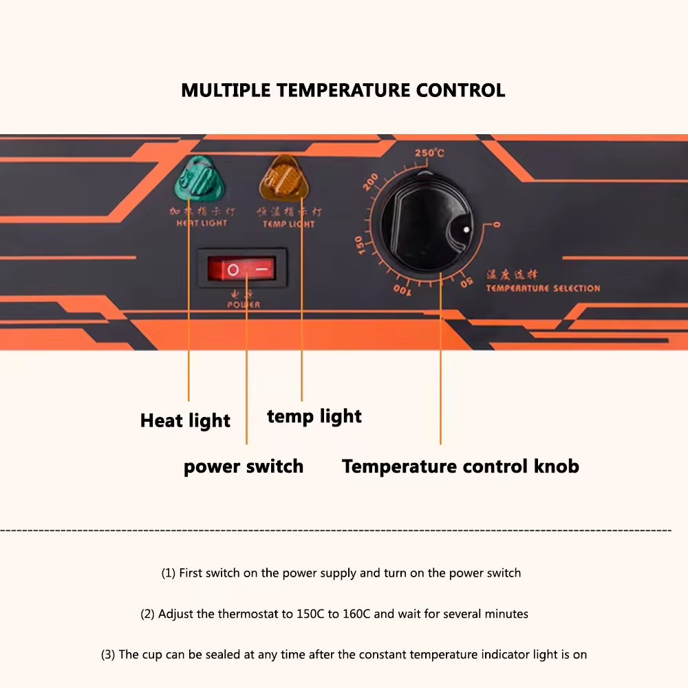 Manual Cup Sealer Machine 220V Heat Sealing for Bubble Tea Coffee Juice 9-9.5cm Plastic Cups