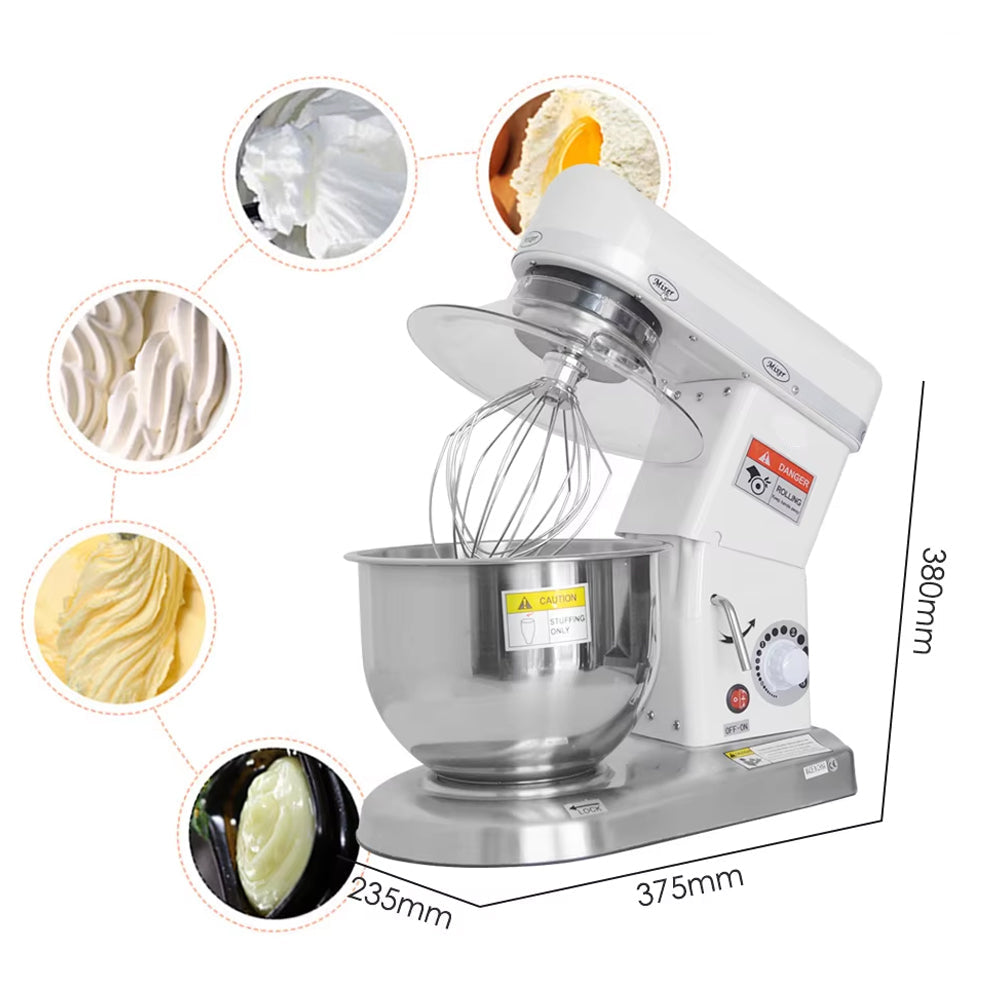 10L Commercial Planetary Stand Mixer 500W with Stainless Steel Bowl and 3 Speed Settings