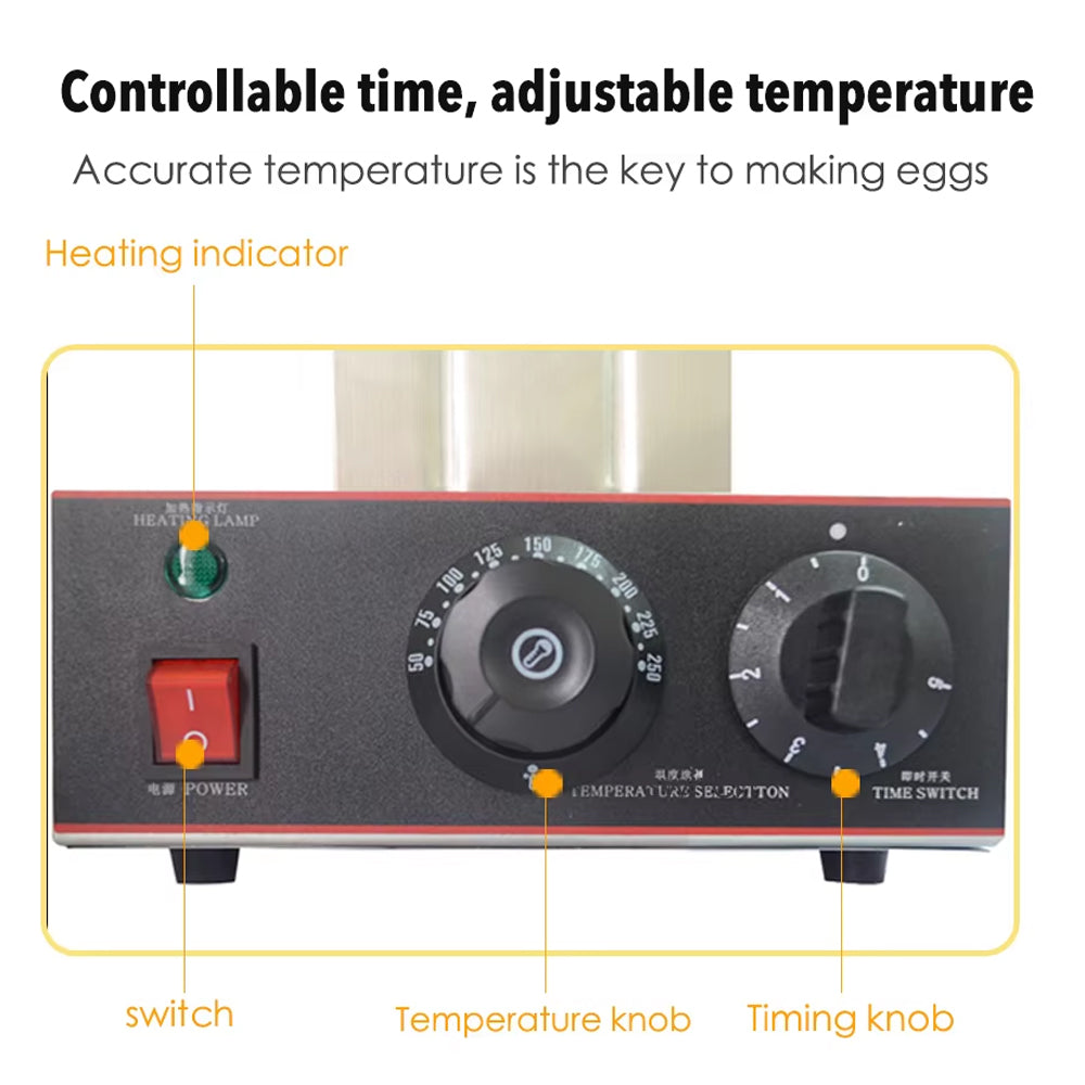 Commercial Egg Waffle Maker 1400W Electric Bubble Waffle Machine Non-Stick Plates 30 Holes