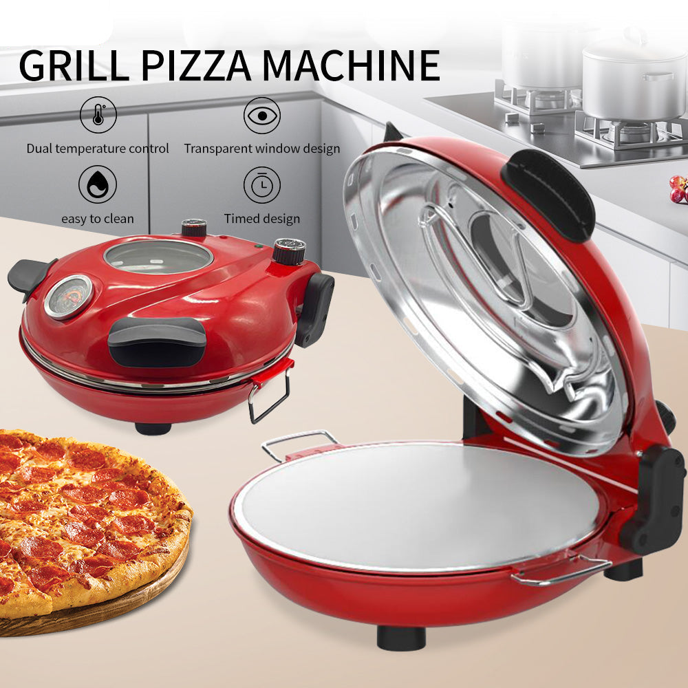 Electric Pizza Oven with Ceramic Stone 420°C Fast Bake Timer Window 310mm Plate