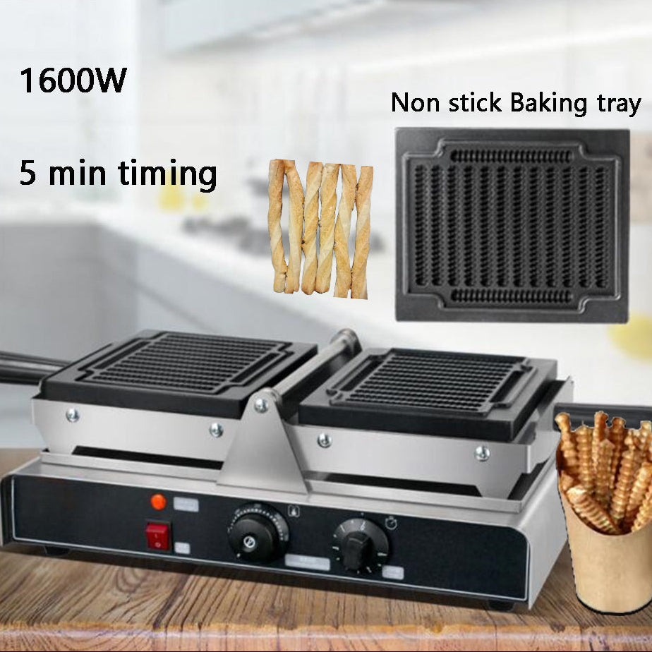 1600W Electric Waffle Fries and Potato Stick Maker Stainless Steel Non-Stick Plate Commercial Use