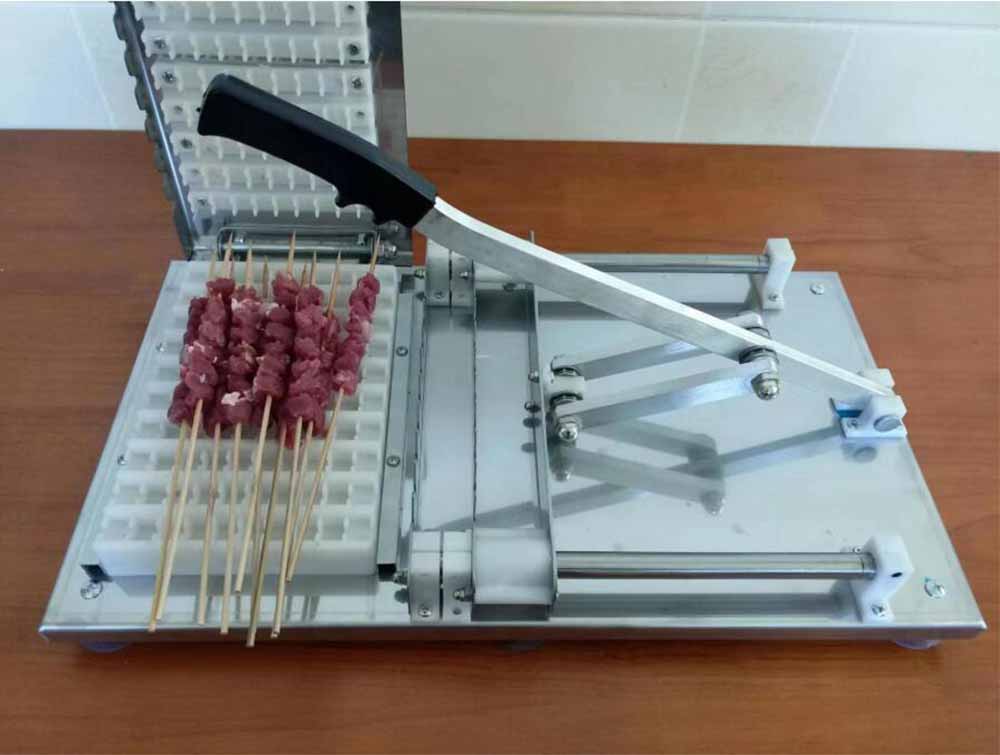 Heavy Duty Stainless Steel BBQ Meat Skewer Maker Manual 10-String Kebab Skewering Tool