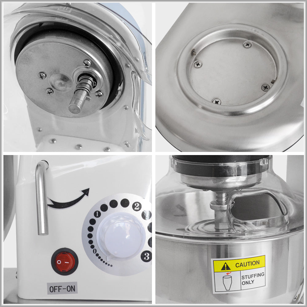 10L Commercial Planetary Stand Mixer 500W with Stainless Steel Bowl and 3 Speed Settings