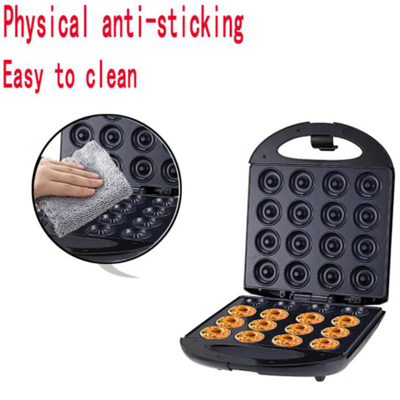 Mini 16-Hole Electric Donut Maker 220V Non-Stick Plate Stainless Steel Kitchen Appliance