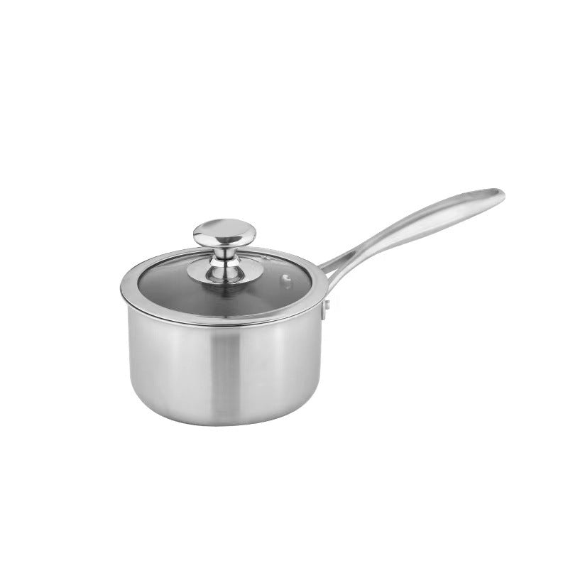 18cm Uncoated Titanium Sauce Pot with Single Grip Handle for Milk, Soups & Daily Cooking