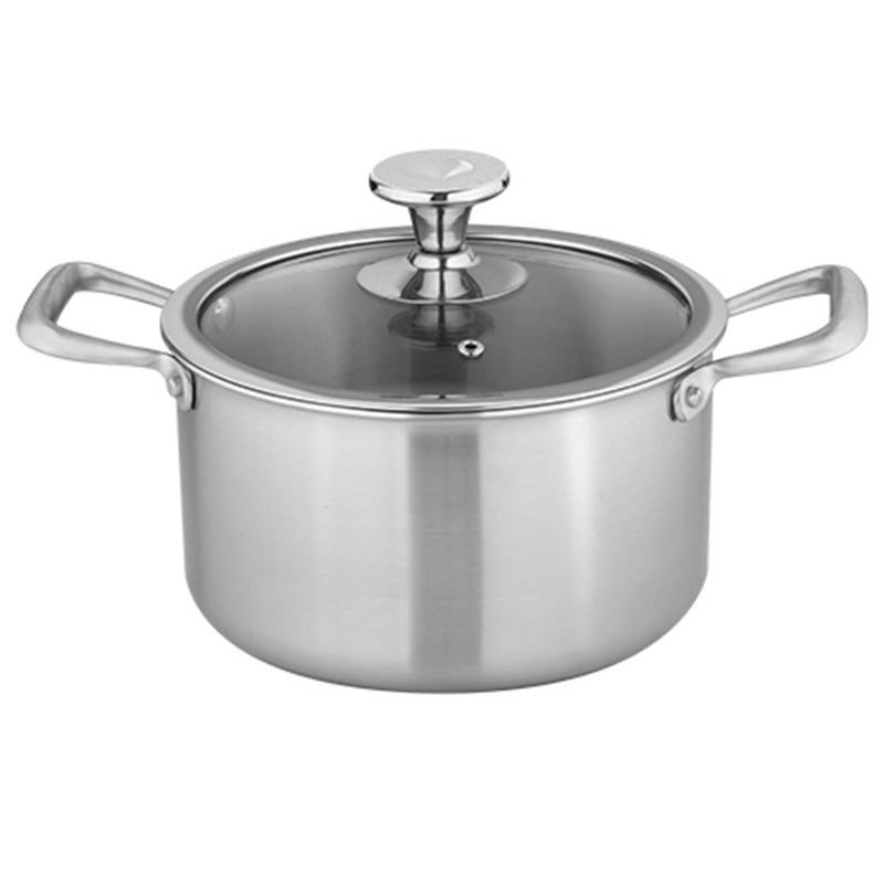 24cm Titanium Cooking Pot with Glass Cover – Induction-Ready Heavy Base Design