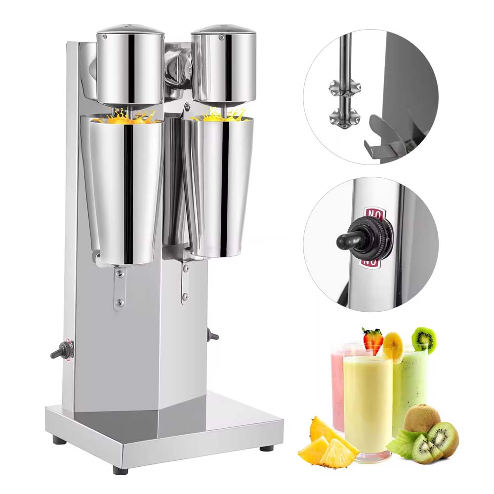Stainless Steel Double Cup Milkshake Drink Mixer 300W Push Button 2-Speed Foam Blender