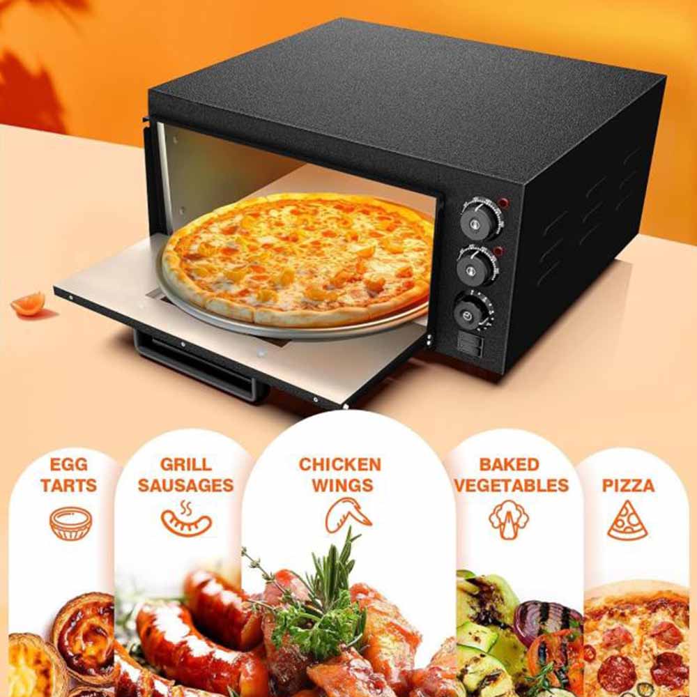 16 Inch Electric Countertop Pizza Oven with Top & Bottom Heat and Timer Stainless Steel